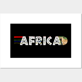 African Flag Colors Distressed Spotted Hyena Posters and Art